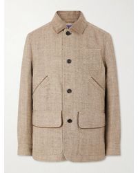 Ralph Lauren - Corduroy And Suede-Trimmed Herringbone Linen Field Jacket - Lyst