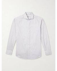 Brunello Cucinelli - Striped Cotton-Poplin Shirt - Lyst