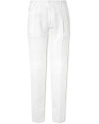 Dolce & Gabbana - Straight-Leg Pleated Linen Trousers - Lyst