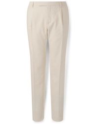 Lardini - Tapered Pleated Linen And Wool-blend Twill Tuxedo Trousers - Lyst
