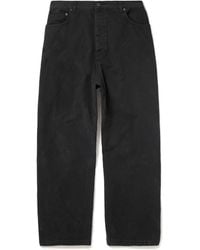 Balenciaga - Hybrid Wide-leg Distressed Panelled Denim And Cotton-fleece Trousers - Lyst
