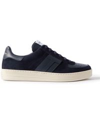 Tom Ford - Logo-appliquéd Leather-trimmed Suede Sneakers - Lyst