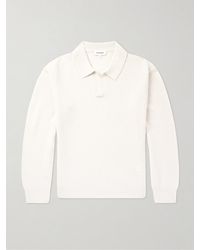 FRAME - Textured Wool And Silk-Blend Polo Shirt - Lyst