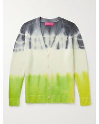 The Elder Statesman Tie-dyed Cashmere And Mohair-blend Cardigan - Yellow