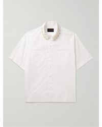 Simone Rocha - Faux Pearl-embellished Logo-print Cotton-poplin Shirt - Lyst