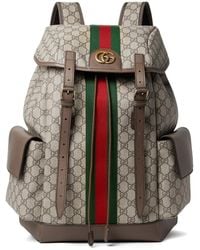 Gucci - Ophidia Leather And Webbing-trimmed Monogrammed Coated-canvas Backpack - Lyst