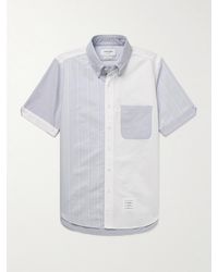 Thom Browne - Fun-Mix Button-Down Collar Panelled Striped Cotton Oxford Shirt - Lyst