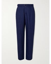 Oliver Spencer - Tapered Belted Linen Trousers - Lyst