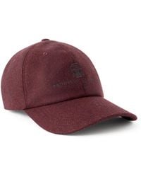Brunello Cucinelli - Logo-Embroidered Leather-Trimmed Wool-Flannel Baseball Cap - Lyst