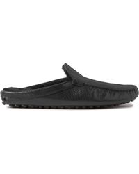 Tod's - Shearling-lined Full-grain Leather Slippers - Lyst
