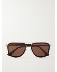 Bottega Veneta - Aviator-Style-Tone And Tortoiseshell Acetate Sunglasses - Lyst