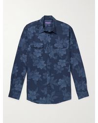 Ralph Lauren Purple Label - Slim-fit Floral-print Cotton And Linen-blend Shirt - Lyst