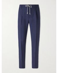 Eleventy - Straight-leg Lyocell And Linen-blend Drawstring Trousers - Lyst