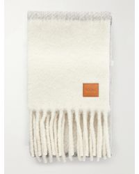 Loewe - Fringed Striped Brushed Alpaca And Wool-Blend Scarf - Lyst