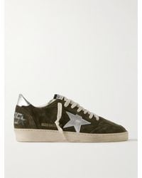 Golden Goose - Ball Star Distressed Leather-trimmed Suede Sneakers - Lyst