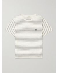 Celine - Triomphe Logo-embroidered Striped Cotton-jersey T-shirt - Lyst