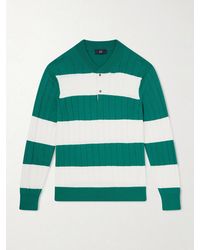 dunhill - Striped Cashmere And Silk-Blend Polo Shirt - Lyst
