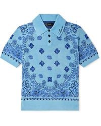 Amiri - Logo-embroidered Paisley-jacquard Fleece Polo Shirt - Lyst