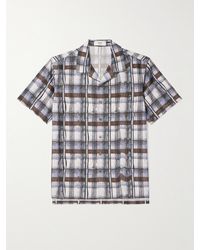 Theory - Lucas Ossendrijver Convertible-collar Checked Silk-blend Shirt - Lyst