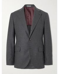 Brunello Cucinelli - Slim-Fit Pinstriped Wool-Felt Suit Jacket - Lyst