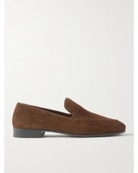 Manolo Blahnik - Truro Leather-Trimmed Suede Loafers - Lyst