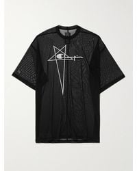 Rick Owens - Champion Tommy Oversized Embroidered Recycled-mesh T-shirt - Lyst
