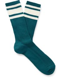MR P. - Striped Ribbed Stretch Cotton-blend Socks - Lyst