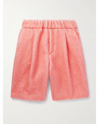 Dries Van Noten - Wide-Leg Pleated Brushed Alpaca And Wool-Blend Shorts - Lyst
