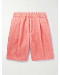 Dries Van Noten - Wide-Leg Pleated Brushed Alpaca And Wool-Blend Shorts - Lyst