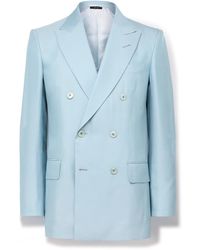Tom Ford - Slim-fit Double-breasted Silk-twill Suit Jacket - Lyst