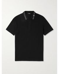 Versace - Medusa Embroidered Cotton-Piqué Polo Shirt - Lyst