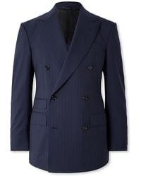 dunhill - Double-breasted Pinstriped Wool Suit Jacket - Lyst