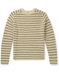 AURALEE - Striped Shetland Wool And Cashmere-Blend Sweater - Lyst