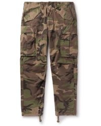 RRL - Tapered Camouflage-Print Cotton-Ripstop Cargo Trousers - Lyst