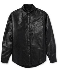 4SDESIGNS - Croc-effect Faux Leather Overshirt - Lyst