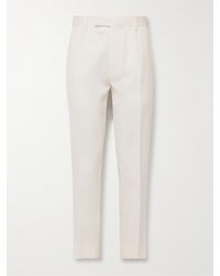 Zegna - Slim-fit Pleated Cotton And Wool-blend Twill Trousers - Lyst