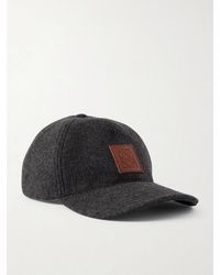 Loewe - Logo-Appliquéd Leather-Trimmed Wool-Blend Baseball Cap - Lyst