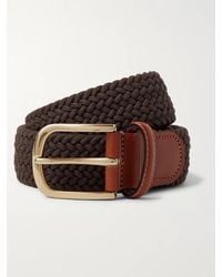 Anderson & Sheppard - 3.5cm Leather-trimmed Woven Elastic Belt - Lyst
