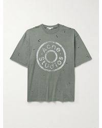 Acne Studios - Exford Distressed Logo-Print Cotton-Blend Jersey T-Shirt - Lyst