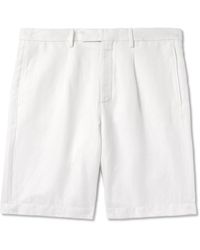 Boglioli - Straight-Leg Pleated Herringbone Cotton And Linen-Blend Shorts - Lyst