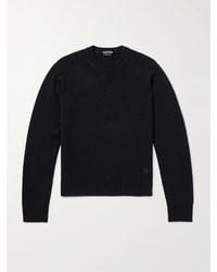 Tom Ford - Slim-fit Logo-embroidered Brushed-cashmere Sweater - Lyst
