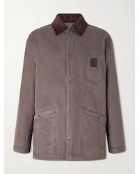 Loewe - Logo-Appliquéd Corduroy-Trimmed Woven Overshirt - Lyst