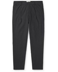 Folk - Assembly Tapered Crinkled-cotton Suit Trousers - Lyst