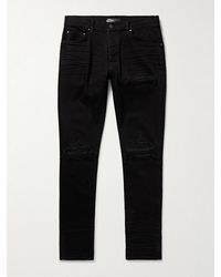 Amiri - Mx1 Skinny-Fit Leather-Panelled Distressed Jeans - Lyst
