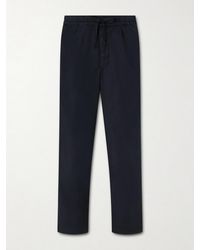 Officine Generale - Peterson Tapered Pleated Cotton-blend Twill Drawstring Trousers - Lyst