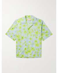 Marni - Hemd aus Baumwollpopeline mit Blumenprint und wandelbarem Kragen - Lyst