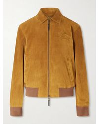 Burberry - Logo-appliquéd Suede Harrington Jacket - Lyst