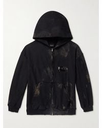 Balenciaga - Gaffer Logo-embroidered Distressed Cotton-jersey Zip-up Hoodie - Lyst