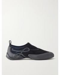 Loewe - Grip Aqua Rubber-Trimmed Stretch Suede Sneakers - Lyst