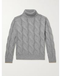 Brunello Cucinelli Oversized Cable-knit Cashmere Rollneck Jumper - Grey